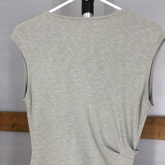 Obakki Fleur Light Grey Green Cowl Neck Ruched Waist Sleeveless Midi Dress Sz M - Picture 8 of 12